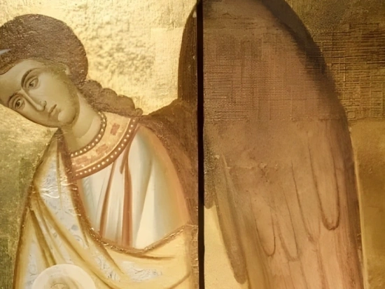 Icoon met bladgoud aangelicht