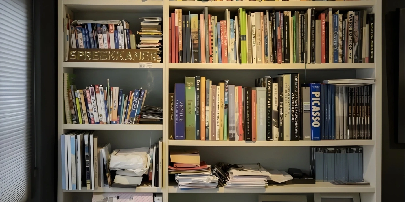 Boekenkast aangelicht